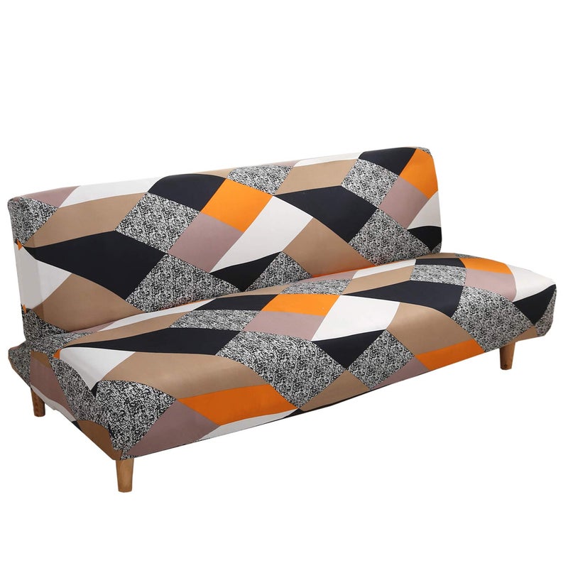 Cornasee Stretch Geometric Sofa Bed Cover Futon Slipcover,Full Folding Armless Sofa Covers Furniture Protector, Machine Washable (D) - Image 1